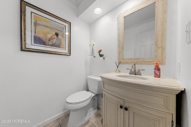 405 Hampton Ct Unit 15-4, Manalapan, NJ 07726 - bathroom with vanity, toilet, baseboards, and tile patterned floors