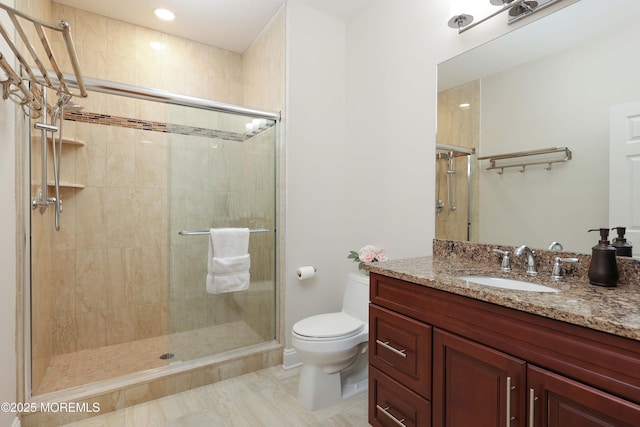 6 Bordens Brook Way, Holmdel, NJ 07733 - full bath with toilet, vanity, a stall shower, and recessed lighting