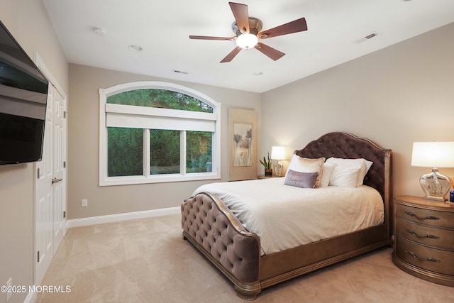 6 Bordens Brook Way, Holmdel, NJ 07733 - bedroom with light carpet, baseboards, and a ceiling fan