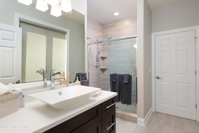 6 Bordens Brook Way, Holmdel, NJ 07733 - full bath featuring a shower stall, vanity, recessed lighting, and baseboards