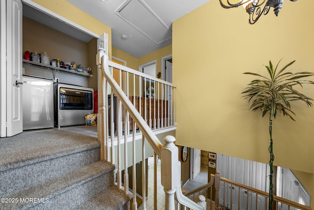 33 Oliver Ct Unit 1, Freehold, NJ 07728 - staircase with carpet flooring and attic access
