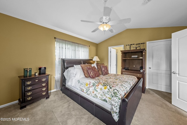 33 Oliver Ct Unit 1, Freehold, NJ 07728 - carpeted bedroom with vaulted ceiling, a ceiling fan, and baseboards