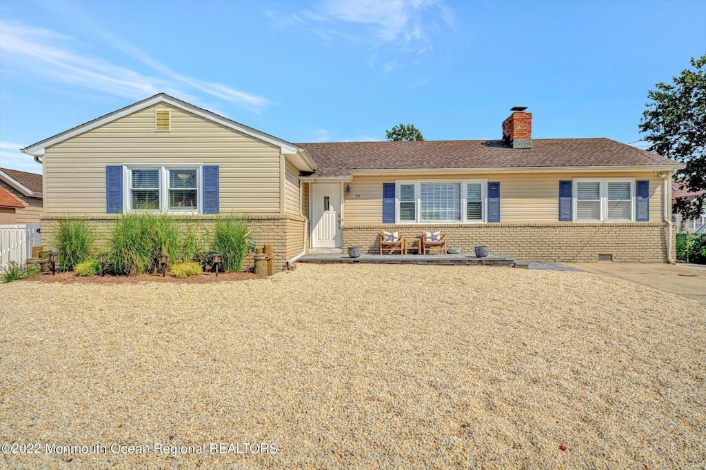 29 Longpoint Dr, Brick, NJ 08723 - single story home featuring brick siding, a chimney, and roof with shingles