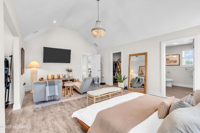 6 Harpoon Dr, Barnegat, NJ 08005 - bedroom with a spacious closet, baseboards, a chandelier, ensuite bath, and a closet