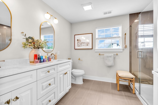 6 Harpoon Dr, Barnegat, NJ 08005 - full bathroom with plenty of natural light, double vanity, a stall shower, and toilet
