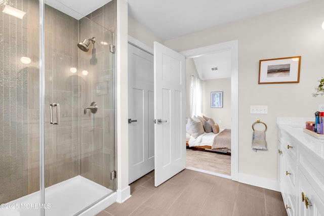 6 Harpoon Dr, Barnegat, NJ 08005 - ensuite bathroom with vanity, a stall shower, and baseboards