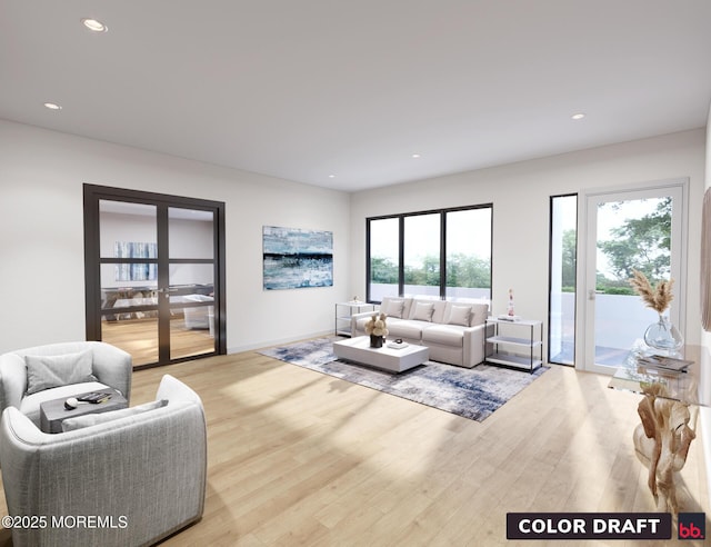 3 5th Ave Unit 208, Neptune City, NJ 07753 - living room featuring wood finished floors, recessed lighting, baseboards, and french doors