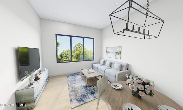 3 5th Ave Unit 208, Neptune City, NJ 07753 - living area featuring wood finished floors, recessed lighting, a chandelier, and baseboards