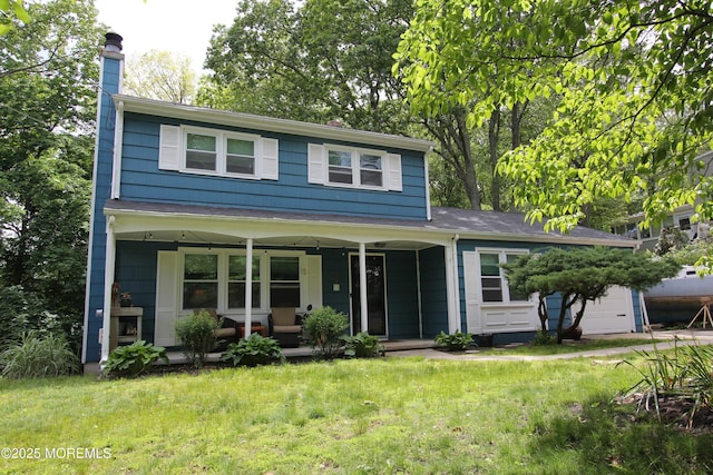 208 Hillcrest Ave, Neptune Township, NJ 07753 - view of front of property featuring a chimney, a porch, and a front yard