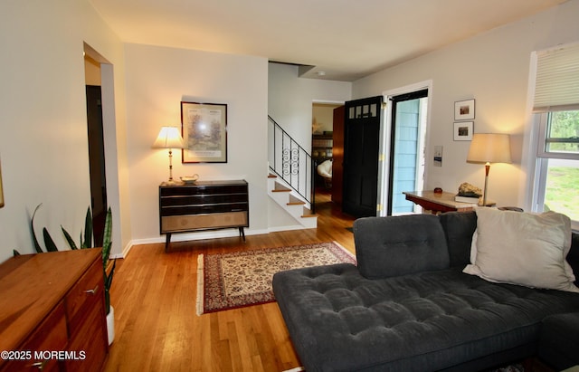 208 Hillcrest Ave, Neptune Township, NJ 07753 - living area with stairs and wood finished floors