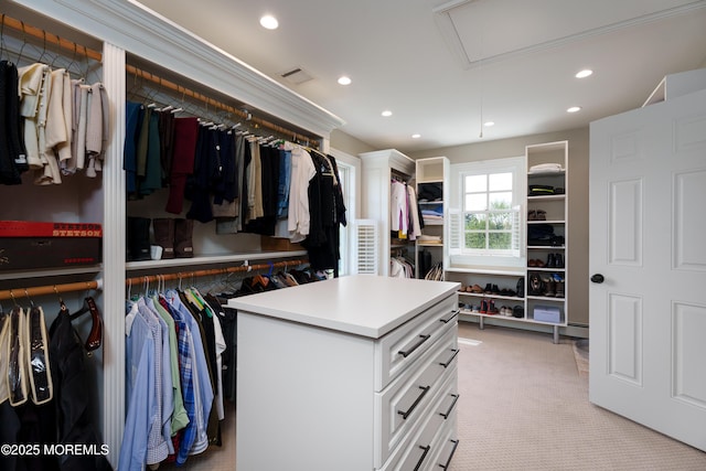 7 Stoney Brook Dr, Millstone, NJ 08510 - walk in closet featuring attic access and light carpet