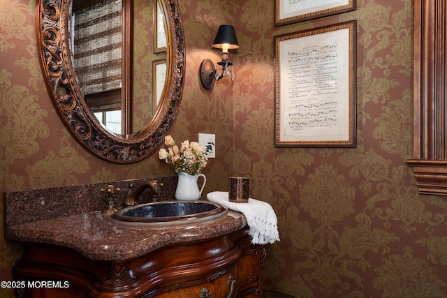 7 Stoney Brook Dr, Millstone, NJ 08510 - bathroom with wallpapered walls and vanity