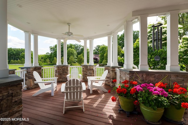 7 Stoney Brook Dr, Millstone, NJ 08510 - wooden porch featuring ceiling fan