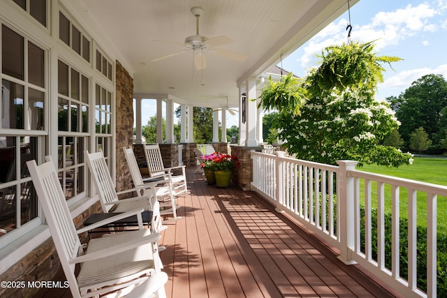 7 Stoney Brook Dr, Millstone, NJ 08510 - porch with a ceiling fan