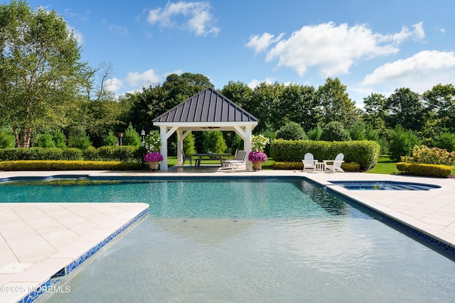 7 Stoney Brook Dr, Millstone, NJ 08510 - outdoor pool with a gazebo, a patio, and view of scattered trees