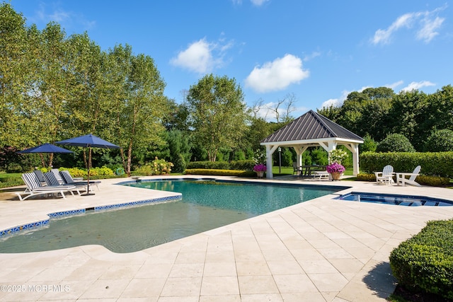 7 Stoney Brook Dr, Millstone, NJ 08510 - outdoor pool with a patio area, a gazebo, and view of wooded area