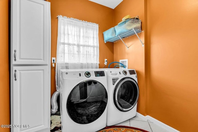 9 Kindling Way, Jackson, NJ 08527 - laundry room featuring separate washer and dryer, tile patterned flooring, and cabinet space
