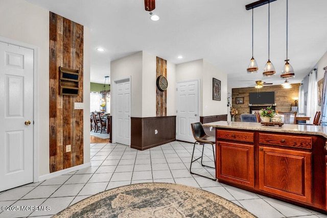 9 Kindling Way, Jackson, NJ 08527 - kitchen with a ceiling fan, light tile patterned flooring, pendant lighting, open floor plan, and recessed lighting