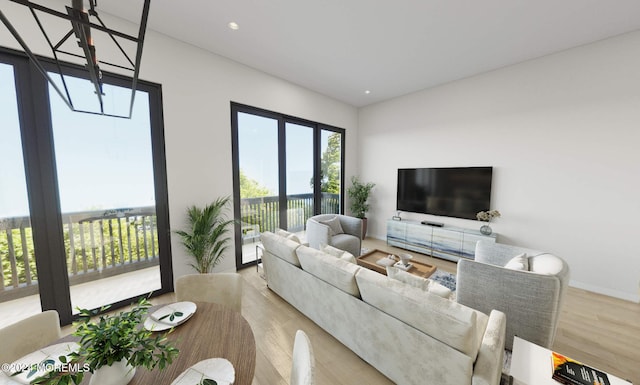 3 5th Ave Unit 104, Neptune City, NJ 07753 - living area featuring wood finished floors, a chandelier, and recessed lighting