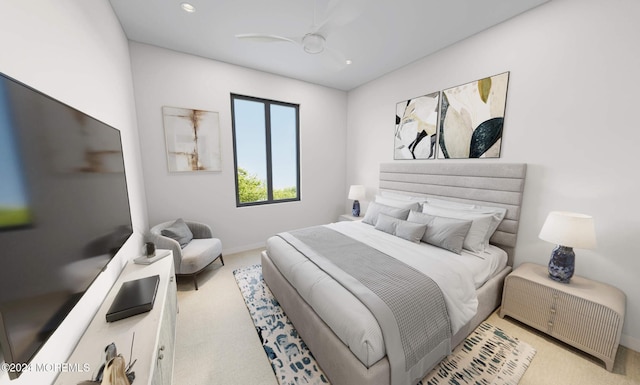 3 5th Ave Unit 104, Neptune City, NJ 07753 - bedroom with carpet flooring, baseboards, recessed lighting, and a ceiling fan