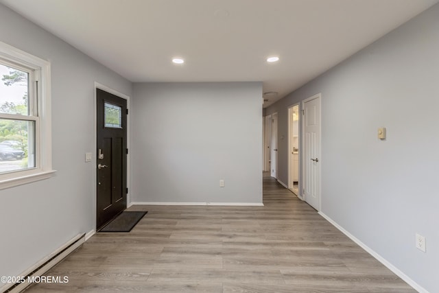 442 Bay Way, Lanoka Harbor, NJ 08734 - entryway featuring a baseboard heating unit, recessed lighting, light wood-type flooring, and baseboards