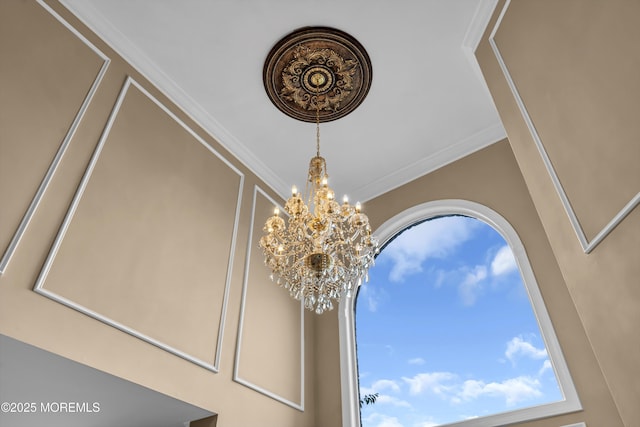 209 Shepard Way, Manalapan, NJ 07726 - detailed view of a chandelier and crown molding