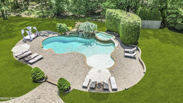 209 Shepard Way, Manalapan, NJ 07726 - view of swimming pool featuring a patio area and a pool with connected hot tub