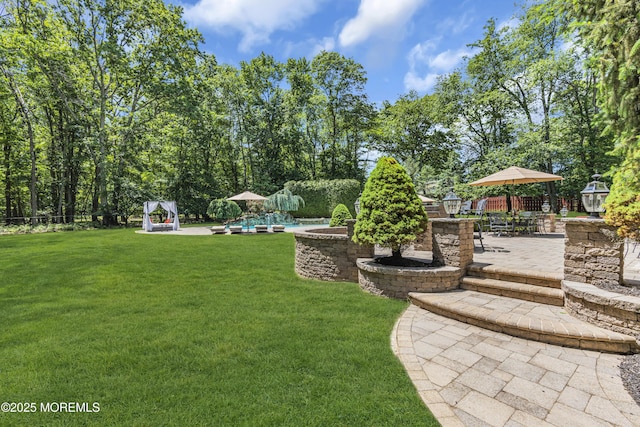 209 Shepard Way, Manalapan, NJ 07726 - view of grassy yard featuring a patio area and a pool