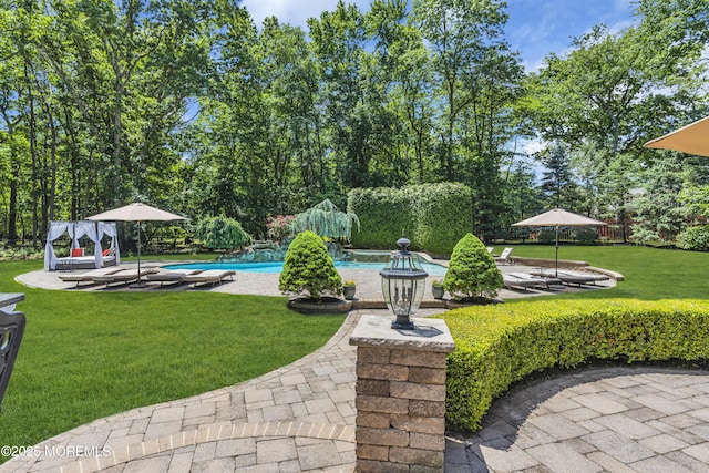 209 Shepard Way, Manalapan, NJ 07726 - view of grassy yard featuring an outdoor pool and a patio