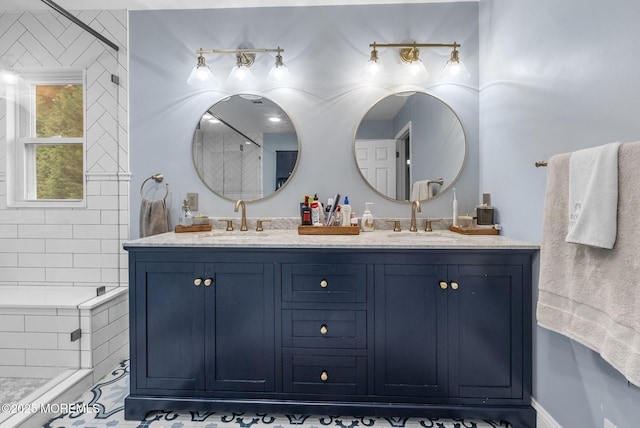 6 Overlook Dr, Jackson, NJ 08527 - full bathroom with double vanity, a shower, and baseboards