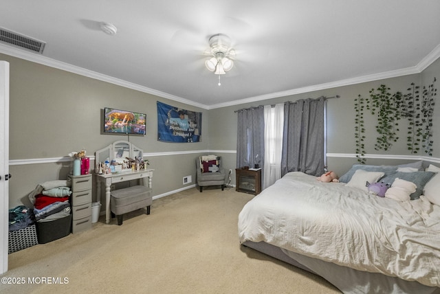 6 Overlook Dr, Jackson, NJ 08527 - carpeted bedroom featuring crown molding, baseboards, and ceiling fan