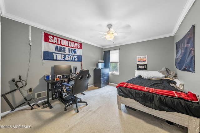 6 Overlook Dr, Jackson, NJ 08527 - carpeted bedroom featuring ornamental molding, an office area, baseboards, and a ceiling fan