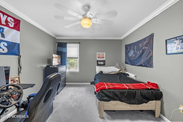 6 Overlook Dr, Jackson, NJ 08527 - carpeted bedroom featuring crown molding, baseboards, a desk, and a ceiling fan