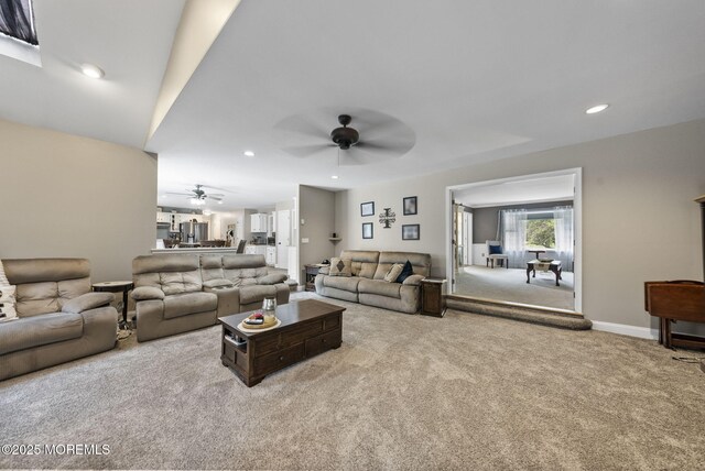 6 Overlook Dr, Jackson, NJ 08527 - living area with a ceiling fan, carpet floors, and recessed lighting