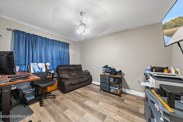 6 Overlook Dr, Jackson, NJ 08527 - home office with wood finished floors, a ceiling fan, and baseboards