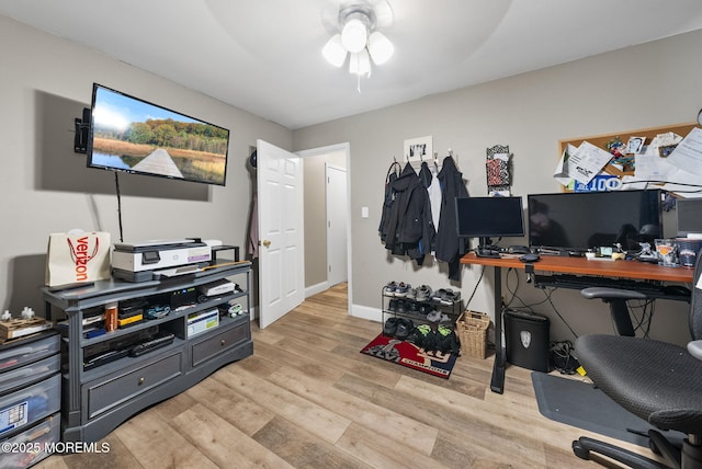 6 Overlook Dr, Jackson, NJ 08527 - home office featuring light wood-style flooring, a ceiling fan, and baseboards
