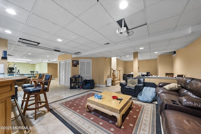 6 Overlook Dr, Jackson, NJ 08527 - tiled living area featuring stairway, recessed lighting, and a paneled ceiling