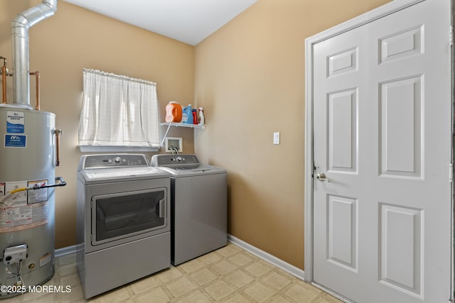 8 Chaminox Ct, Manchester, NJ 08759 - laundry room with gas water heater, separate washer and dryer, tile patterned floors, and baseboards