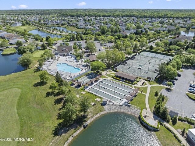 8 Chaminox Ct, Manchester, NJ 08759 - aerial view of property and surrounding area featuring a nearby body of water, a pool, and nearby suburban area