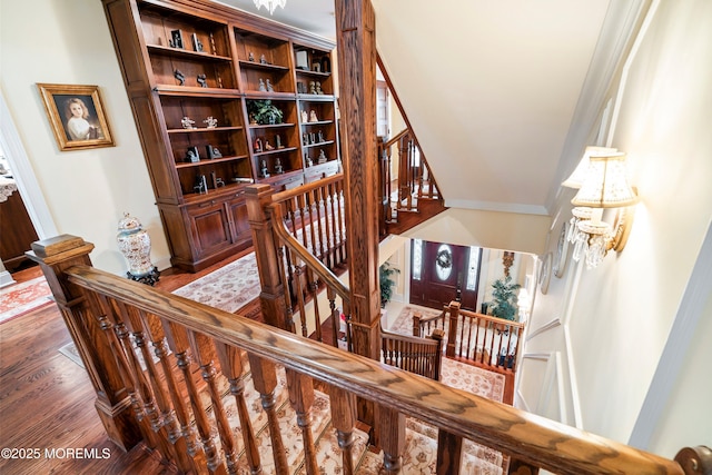304 8th Ave, Belmar, NJ 07719 - stairway featuring wood finished floors and crown molding