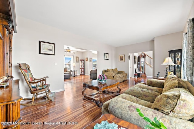 128 E Delaware Dr, Little Egg Harbor, NJ 08087 - living room with wood finished floors and baseboards