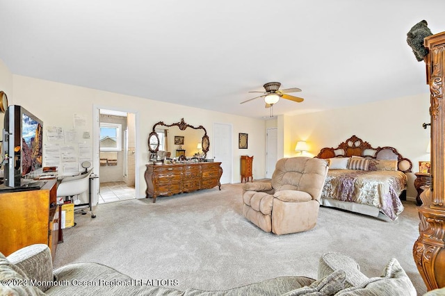 128 E Delaware Dr, Little Egg Harbor, NJ 08087 - bedroom with light colored carpet and ceiling fan