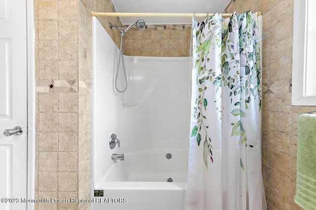128 E Delaware Dr, Little Egg Harbor, NJ 08087 - bathroom with shower / bathtub combination with curtain