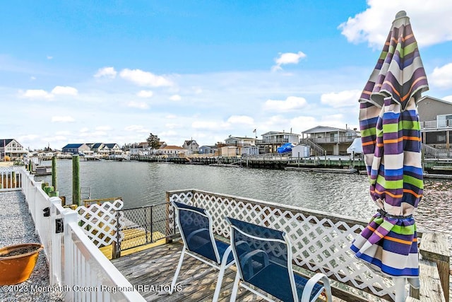 128 E Delaware Dr, Little Egg Harbor, NJ 08087 - dock area with a deck with water view and a residential view