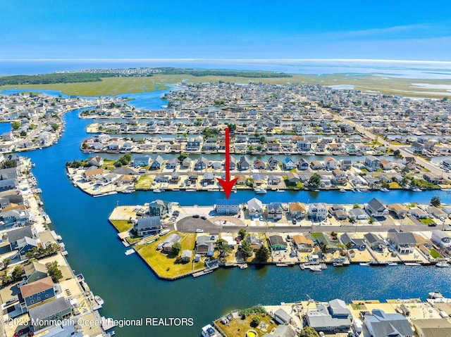128 E Delaware Dr, Little Egg Harbor, NJ 08087 - aerial perspective of suburban area featuring a large body of water
