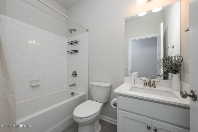 10 Osprey Ave, Manahawkin, NJ 08050 - bathroom with vanity, toilet, shower / tub combo, tile patterned flooring, and baseboards