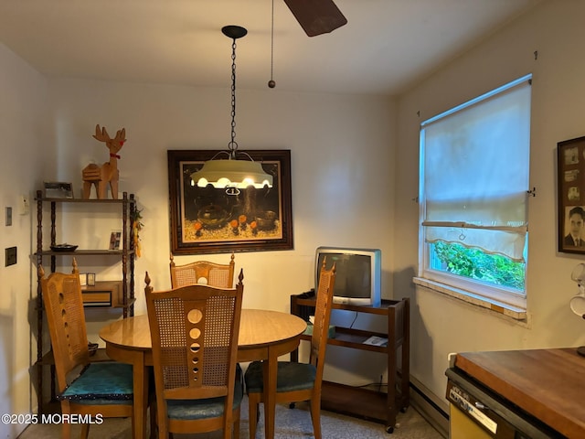 138 Hudson Pkwy Unit B, Whiting, NJ 08759 - dining area featuring baseboard heating and a ceiling fan