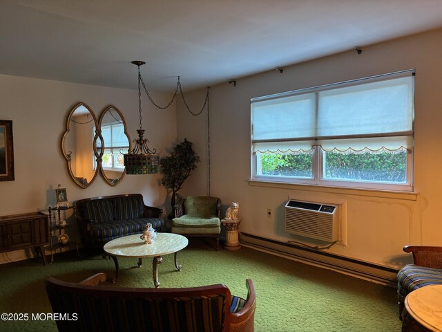 138 Hudson Pkwy Unit B, Whiting, NJ 08759 - carpeted living area with baseboard heating and an AC wall unit