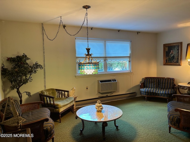 138 Hudson Pkwy Unit B, Whiting, NJ 08759 - carpeted living area with baseboard heating and an AC wall unit