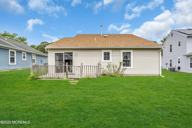 4 Beechwood Ct, Barnegat, NJ 08005 - rear view of property with a lawn, cooling unit, and a shingled roof